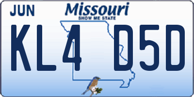 MO license plate KL4D5D
