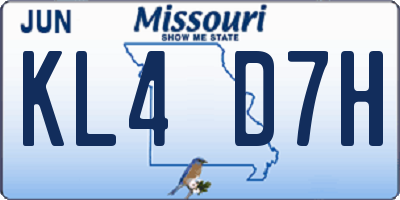 MO license plate KL4D7H