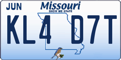 MO license plate KL4D7T