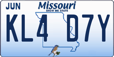 MO license plate KL4D7Y
