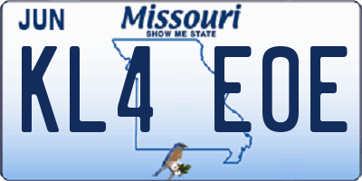 MO license plate KL4E0E