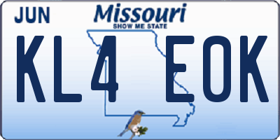MO license plate KL4E0K