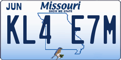 MO license plate KL4E7M