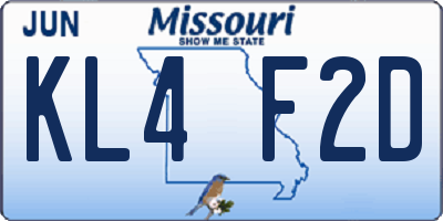 MO license plate KL4F2D