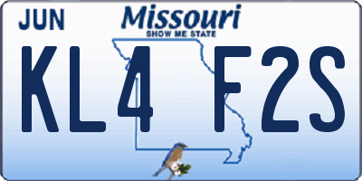 MO license plate KL4F2S