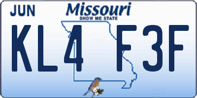 MO license plate KL4F3F