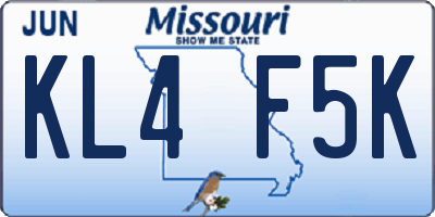 MO license plate KL4F5K