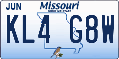 MO license plate KL4G8W