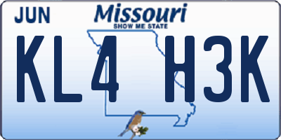 MO license plate KL4H3K