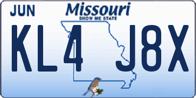 MO license plate KL4J8X