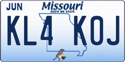 MO license plate KL4K0J