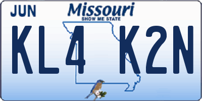 MO license plate KL4K2N