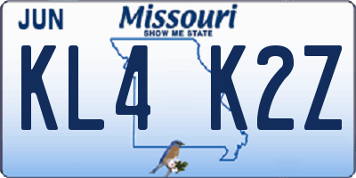 MO license plate KL4K2Z