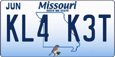 MO license plate KL4K3T