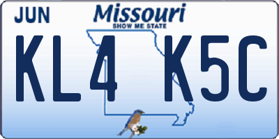 MO license plate KL4K5C