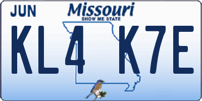 MO license plate KL4K7E