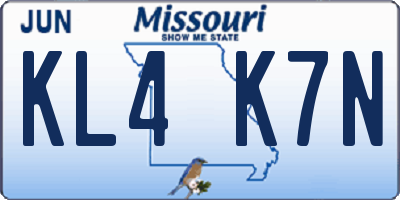 MO license plate KL4K7N