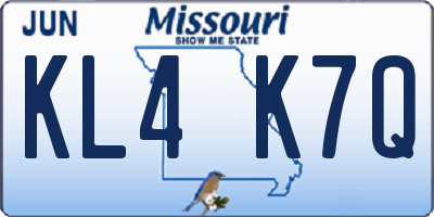 MO license plate KL4K7Q