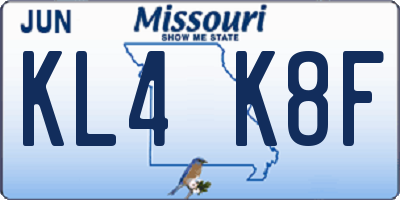 MO license plate KL4K8F