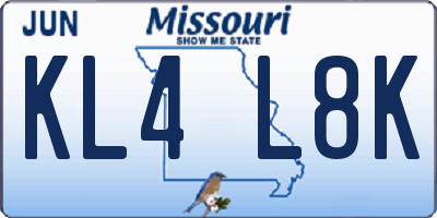MO license plate KL4L8K