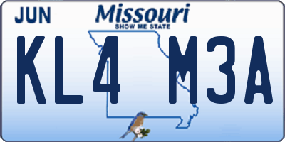 MO license plate KL4M3A