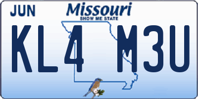 MO license plate KL4M3U