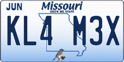 MO license plate KL4M3X