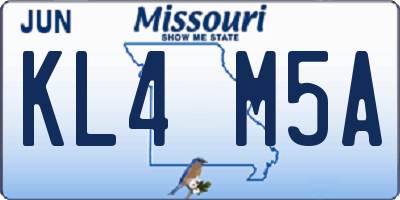 MO license plate KL4M5A