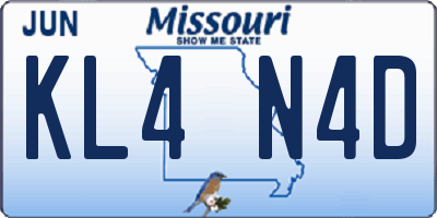 MO license plate KL4N4D
