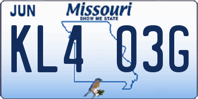 MO license plate KL4O3G