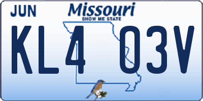 MO license plate KL4O3V