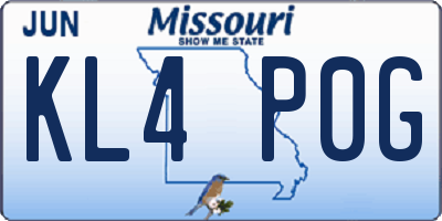MO license plate KL4P0G