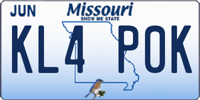 MO license plate KL4P0K