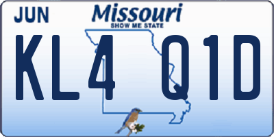 MO license plate KL4Q1D