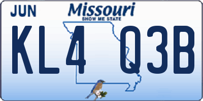 MO license plate KL4Q3B