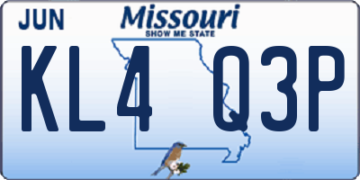 MO license plate KL4Q3P