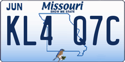 MO license plate KL4Q7C