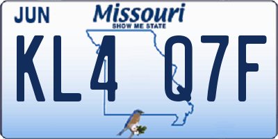 MO license plate KL4Q7F