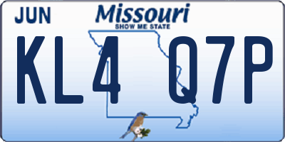 MO license plate KL4Q7P