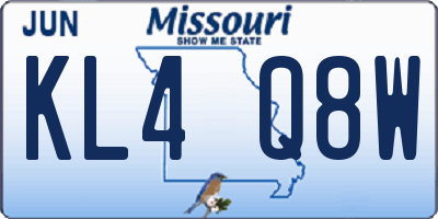 MO license plate KL4Q8W
