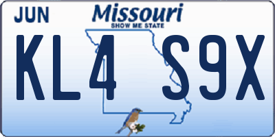 MO license plate KL4S9X