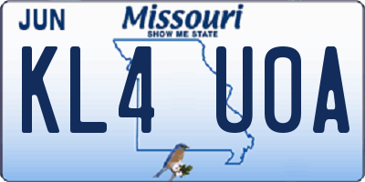 MO license plate KL4U0A
