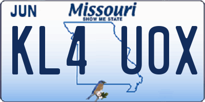 MO license plate KL4U0X