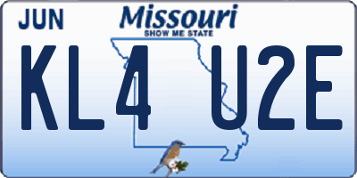 MO license plate KL4U2E