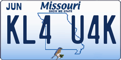 MO license plate KL4U4K