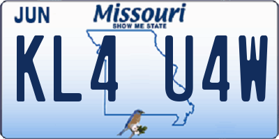 MO license plate KL4U4W