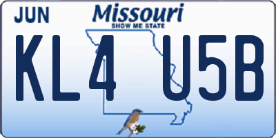 MO license plate KL4U5B