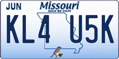 MO license plate KL4U5K