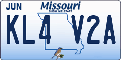 MO license plate KL4V2A