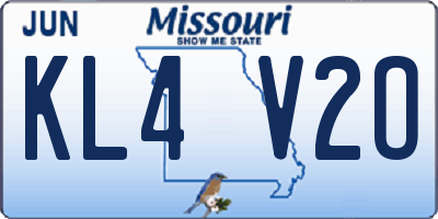 MO license plate KL4V2O